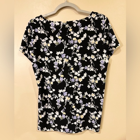 White House Black Market Top Shirt Navy Floral Large‎ - Picture 4 of 7